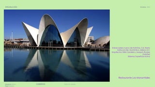 DGR, FA, UNAMCUBIERTASAparicio Diana
Paul Roberto
Octubre, 2020Introducción
Enbarcadero nuevo de Nativitas, Col. Barrio
Xaltocan,Del. Xochimilco, México D.F.
Arquitectos: Félix Candela y Joaquín Álvarez
Ordoñez
Sistema: Superficie Activa
Restaurante Los Manantiales
 