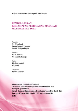 Pembelajaran Kemampuan Memecahkan Masalah Matematika Di Sd