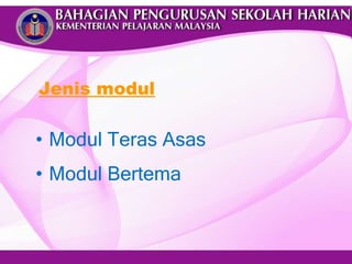 Jenis modul Modul Teras Asas Modul Bertema 