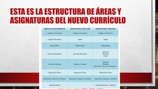 ESTA ES LA ESTRUCTURA DE ÁREAS Y
ASIGNATURAS DEL NUEVO CURRÍCULO
 