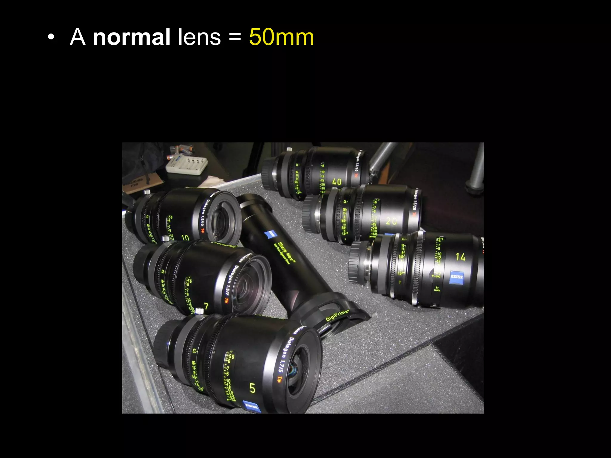 • A normal lens = 50mm
 