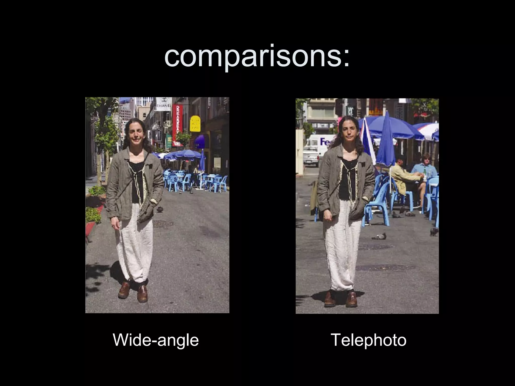 comparisons:
Wide-angle Telephoto
 