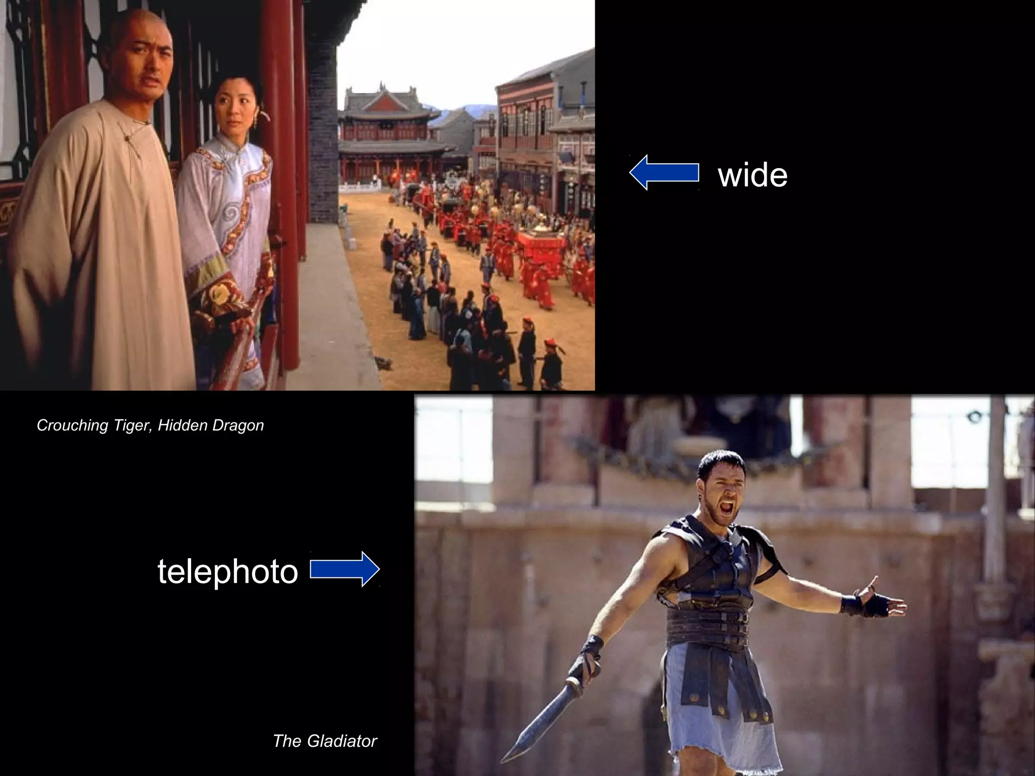wide
telephoto
The Gladiator
Crouching Tiger, Hidden Dragon
 