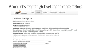 Vision: jobs report high-level performance metrics
 