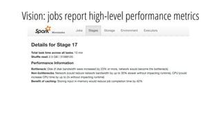 Vision: jobs report high-level performance metrics
 