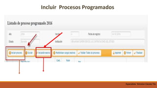 Incluir Procesos Programados
Especialista Yohnston Cáceres Tito
 