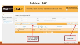 VALIDAR TODOS
LOS PROCESOS
FINALIZAR
Publicar PAC
Especialista Yohnston Cáceres Tito
 