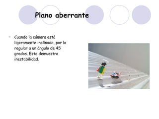 Plano aberrante Cuando la cámara está ligeramente inclinada, por lo regular a un ángulo de 45 grados. Esto demuestra inestabilidad.  