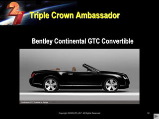 Copyright ©2009 2PLUS7  All Rights Reserved32Triple Crown AmbassadorBentley Continental GTC Convertible