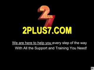 2PLUS7.COMYour Host’s for this presentation:Steve and Andrea386-206-3093Email: sna2plus7@gmail.comSubscribe with user ID: snaas your sponsor ID