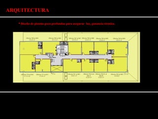ARQUITECTURA 
 Diseño de plantas poco profundas para asegurar luz, ganancia térmica. 
 