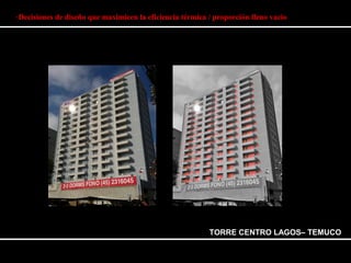-Decisiones de diseño que maximicen la eficiencia térmica / proporción lleno vacio 
TORRE CENTRO LAGOS– TEMUCO 
 