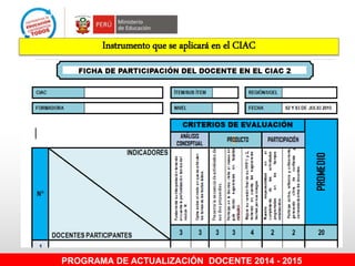 Instrumento que se aplicará en el CIAC
PROGRAMA DE ACTUALIZACIÓN DOCENTE 2014 - 2015
 