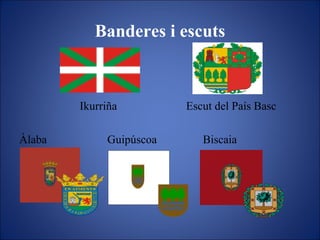 Banderes i escuts Ikurriña  Escut del País Basc Àlaba  Guipúscoa  Biscaia 
