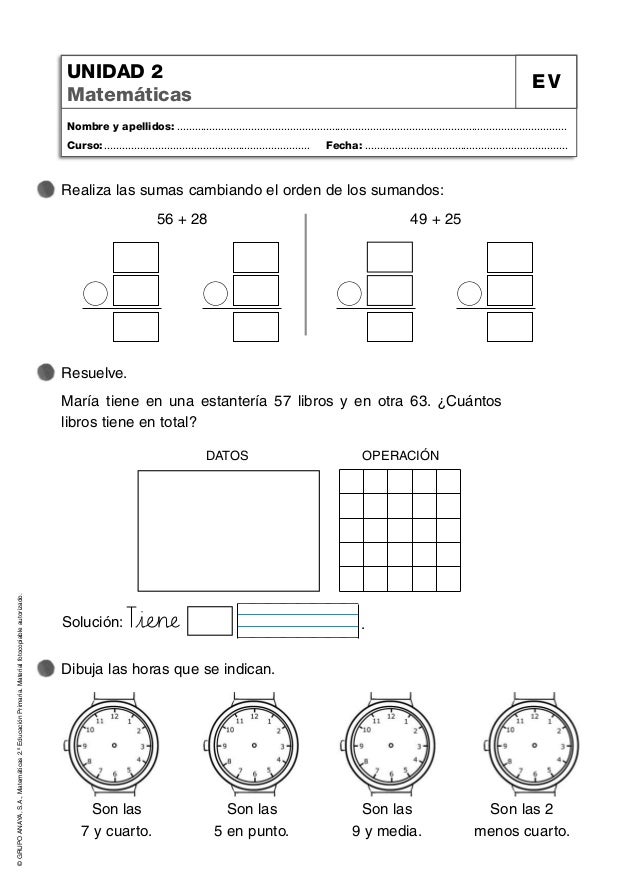 2º Primaria Matematicas