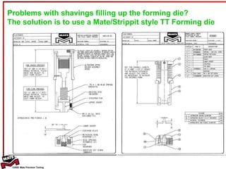 Problems with shavings filling up the forming die?  The solution is to use a Mate/Strippit style TT Forming die 