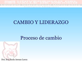 CAMBIO Y LIDERAZGO Proceso de cambio Dra. Eva Paola Arenas Loera 