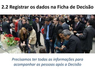 2.2 Registrar os dados na Ficha de Decisão
Precisamos ter todas as informações para
acompanhar as pessoas após a Decisão
 