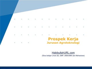 HabibullahURL.com
(Situs belajar untuk SD, SMP, SMA/SMK dan Mahasiswa)
Prospek Kerja
Jurusan Agroteknologi
 