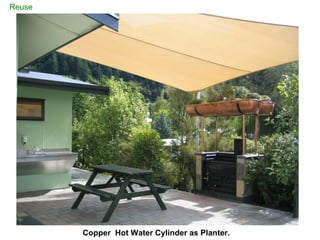 Copper  Hot Water Cylinder as Planter. Reuse 