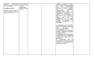 Argumento filosóficamente
teniendo en cuenta la pluralidad
de los interlocutores.
Competencia reflexiva
Comunico adecuadam...
