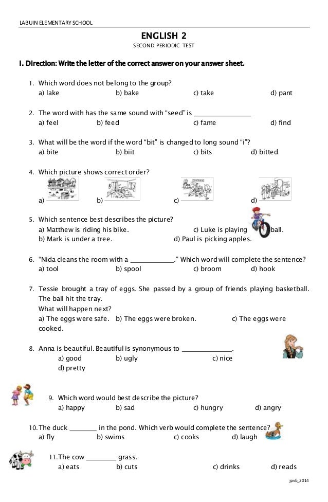 Grade 8 periodical test with tos and answer key image