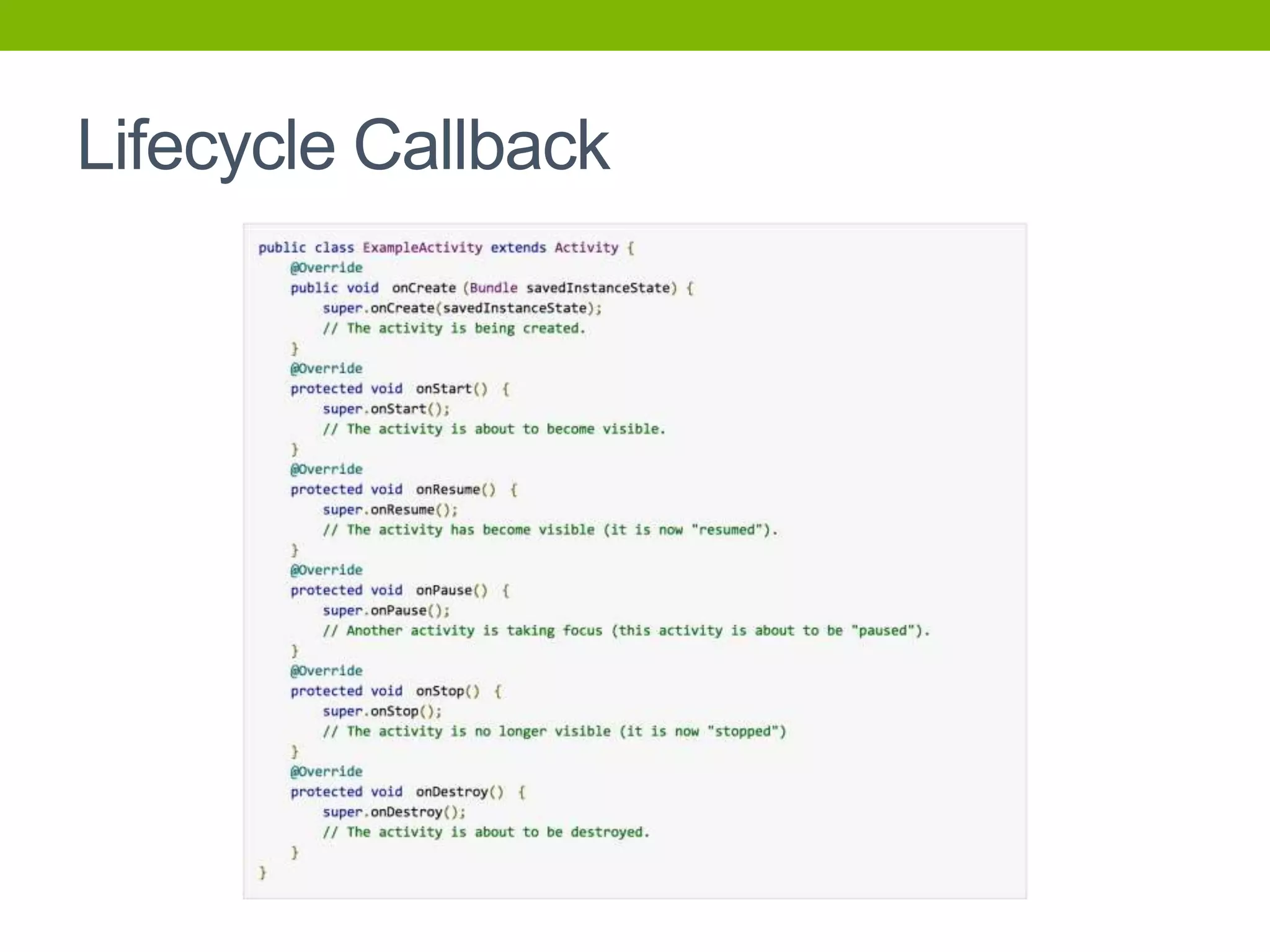 Lifecycle Callback
 