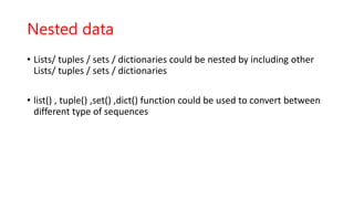 Script programming python basics - Data types- Collections | PDF