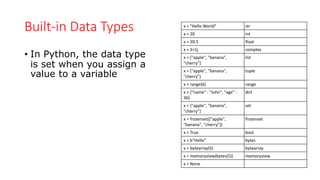 Script programming python basics - Data types- Collections | PDF