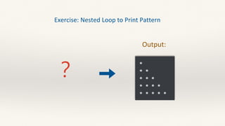 Exercise: Nested Loop to Print Pattern
Output:
？
 