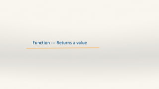 Function --- Returns a value
 