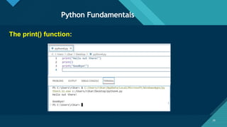 Click to edit Master title style
26
Python Fundamentals
26
The print() function:
 