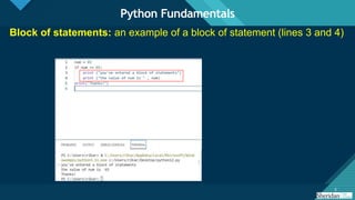 Click to edit Master title style
5 5
Block of statements: an example of a block of statement (lines 3 and 4)
Python Fundamentals
 