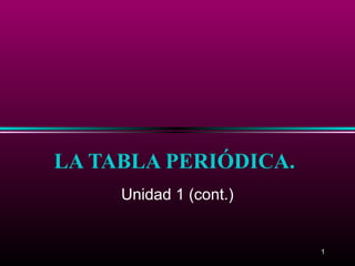 LA TABLA PERIÓDICA.
     Unidad 1 (cont.)


                        1
 