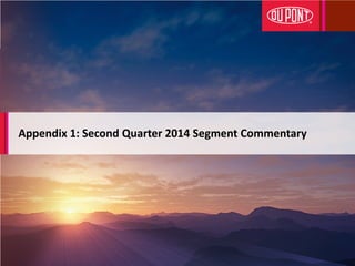 Appendix 1: Second Quarter 2014 Segment Commentary
 