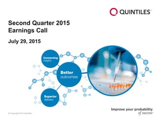 © Copyright 2015 Quintiles
Second Quarter 2015
Earnings Call
July 29, 2015
 
