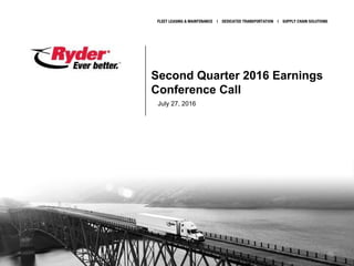 Proprietary and Confidential
Second Quarter 2016 Earnings
Conference Call
July 27, 2016
 