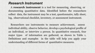 Topic: Research Instrumentation (PR1: Quali) | PPTX