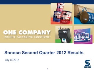 Sonoco Second Quarter 2012 Results
July 19, 2012

                  1
 
