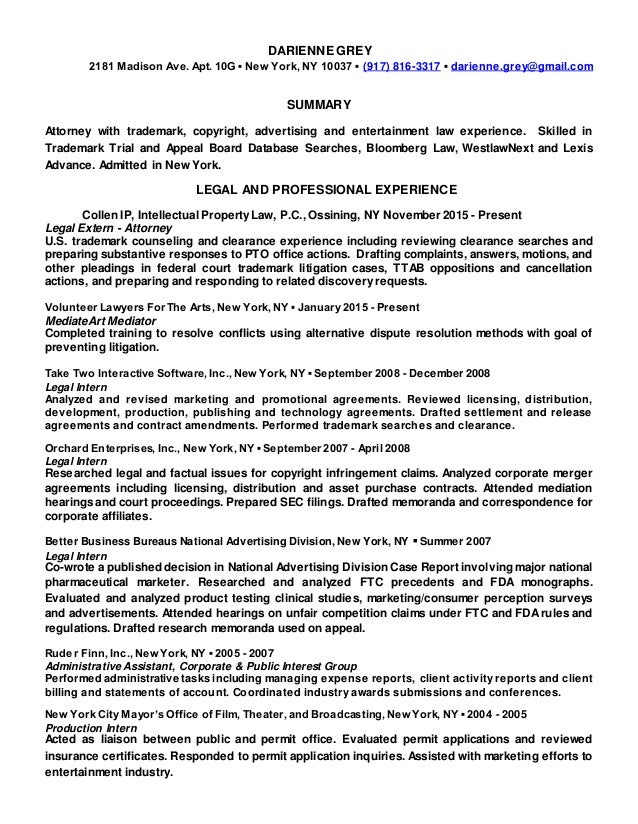 trademark attorney resume