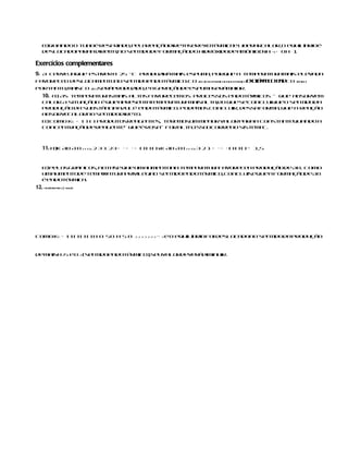b)Quando o tuboé resfriado,pela reaçãodiret serexoté mica liberar
                                                a        r    e       calor,o equilíbrioé
     deslocadoparaa direita,no sentidodeformaçãodo hidróxidodeamônio(NH+ 4 + OH – ).

Exercícios complementares
9. A cerve aque estiver a 25 °C produzirá mais espuma, porque a tempera uramais elevada
          j                                                                      t
favorece desloca e to
         o        m n no sentidoendotér   mico:CO 2(g)exotérmicoendotérmicoeoém oed
                                                                            xtri c nCO 2(aq.)
Portanto,maisCO 2(g)seráproduzido,e a geraçãodeespu a
                                                   m serámaior.
     10. a) As tempera urasmais altas favorecemos processos endotér
                      t                                           micos — que absorvem
     calor.A situaçãoB é queapres t tem e a u a
                                 en a  p r t r maisalt do queseconcluiqueo sentidoda
                                                      a,
     produção da subs ânciaazulé endotér
                      t                 mico. Podemosconcluir, dessaforma, que a reação
     absorv calorno sentidodireto.
           e
     b) Como Kc = [ ] [ ] produtosreagen e , tere
                                        t s      mosum menorvalorparaa constan e
                                                                              t quando a
     concentraçãodereagen e queé rosa— foralta.I so
                               t —                    s ocorreno siste a
                                                                      m C.



     11. a)K AB A B Tc() 2 3 1 23 = ⋅ = ⋅ = [ ] [ ] [ ] s K AB A B Tc () 3 2 1 = ⋅ = ⋅ [ ] [ ] [ ] = 1,5
                                1                                       2




     b)Pelosgráficos, nota- eque um aumen
                           s               tona tem e a u a
                                                   p r t r favorecea produçãode AB. Como
     umaumen detem e
             to       p raturaprivilegiao sentidoendotérmico,conclui- equea formaçãodeAB
                                                                    s
     é endotérmica.
12. tO H S H O SO t μ (mol/L)
        2 2   2   2 1




Como Kc = [ ] [ ] [ ] [ ] H O SO H S O        2222222   ⋅⋅ 3 e o equilíbriofoi deslocadono sentidoda produção


demaisH2S e O 2 (sentidoendotérmico),seuvalordever diminuir.
                                                  á
 