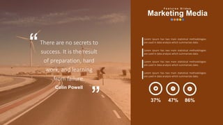 w w w . D o m a i n . c o m Page 92
www.MainSlide.com
© All Rights Reserved.
Confidential
“
”
There are no secrets to
success. It is the result
of preparation, hard
work, and learning
from failure.
Colin Powell
Lorem Ipsum has two main statistical methodologies
are used in data analysis which summarizes data.
Lorem Ipsum has two main statistical methodologies
are used in data analysis which summarizes data.
Lorem Ipsum has two main statistical methodologies
are used in data analysis which summarizes data.
Lorem Ipsum has two main statistical methodologies
are used in data analysis which summarizes data.
47% 86%37%
F e a t u r e s S l i d e s
Marketing Media
 