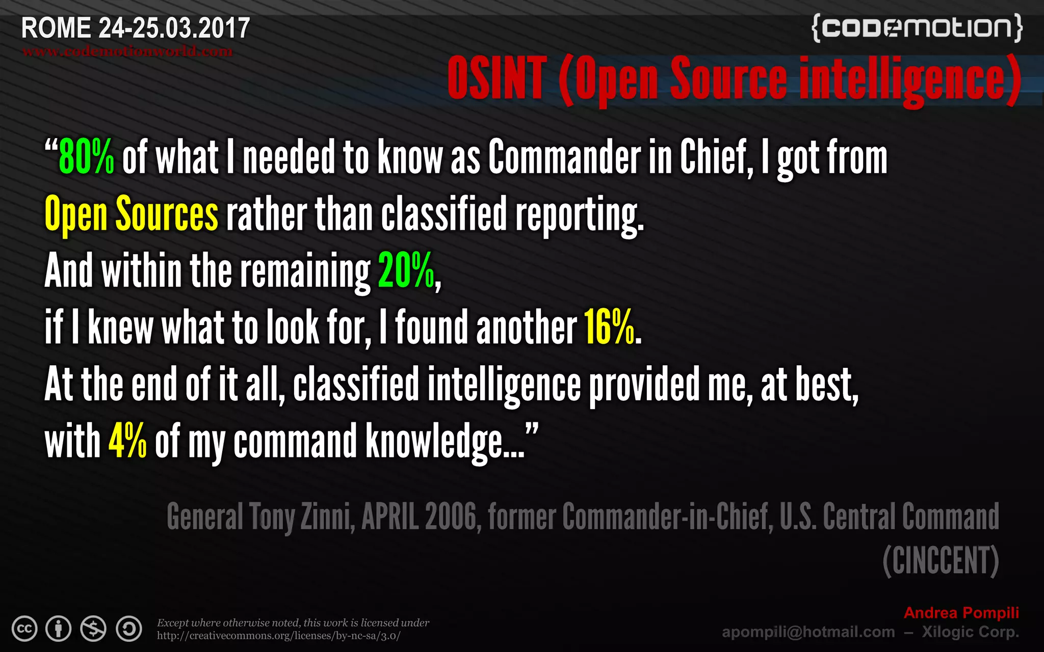 Page  ‹N›
Except where otherwise noted, this work is licensed under
http://creativecommons.org/licenses/by-nc-sa/3.0/
ROME 24-25.03.2017
www.codemotionworld.com
Andrea Pompili
apompili@hotmail.com – Xilogic Corp.
 