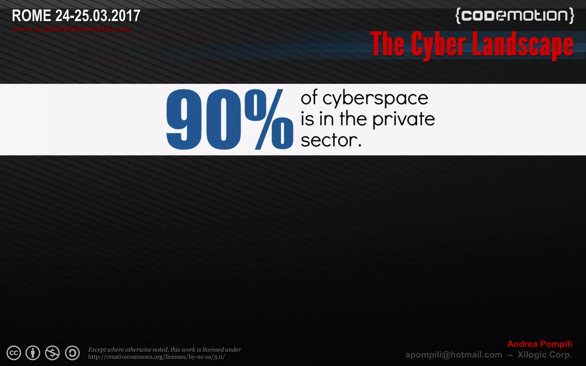 Page  ‹N›
Except where otherwise noted, this work is licensed under
http://creativecommons.org/licenses/by-nc-sa/3.0/
ROME 24-25.03.2017
www.codemotionworld.com
Andrea Pompili
apompili@hotmail.com – Xilogic Corp.
 