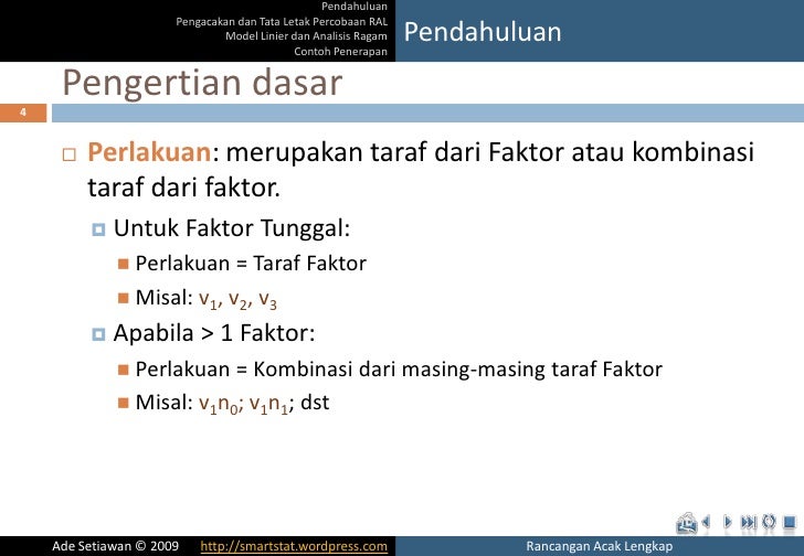 rancangan faktor acak contoh lengkap 1 (RAL) Lengkap Rancangan Acak