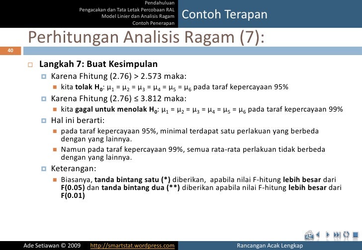 lengkap rancangan contoh acak Acak Rancangan Lengkap (RAL)