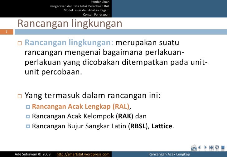 Rancangan Acak Lengkap (RAL)