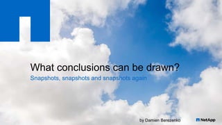by Damien Berezenkoby Damien Berezenko
What conclusions can be drawn?
Snapshots, snapshots and snapshots again
 