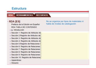BIBLIOTECA NACIONAL DE ESPAÑA
EstructuraEstructuraEstructuraEstructura
No se organiza por tipos de materiales ni
habla de ...