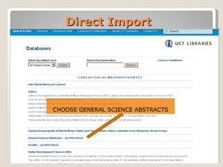 Direct Import




CHOOSE GENERAL SCIENCE ABSTRACTS
 